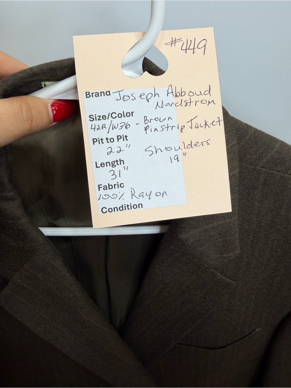 Joseph Abboud Nordstrom pinstripe wool blazer Size 42R Possible Women's XL - Picture 14 of 14